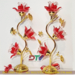 Đèn Thờ Thủy Tinh 3 Bông 45P (Cặp)